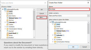 create a new folder named docusign in microsoft outlook