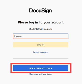 Use Company Login option when prompted for password