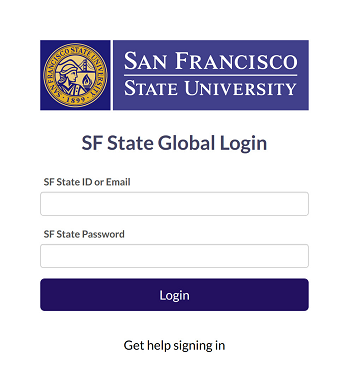 SF State Global Login screen