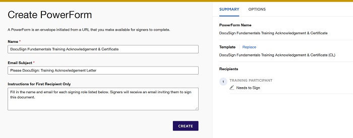 Create PowerForm view