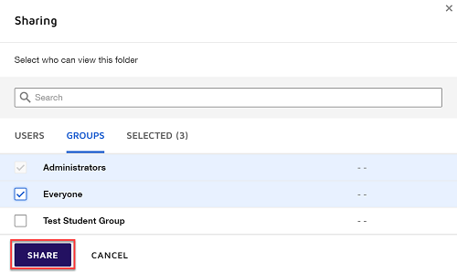 select everyone if you want to share your folder to everyone in your account. click SHARE when you are done. 